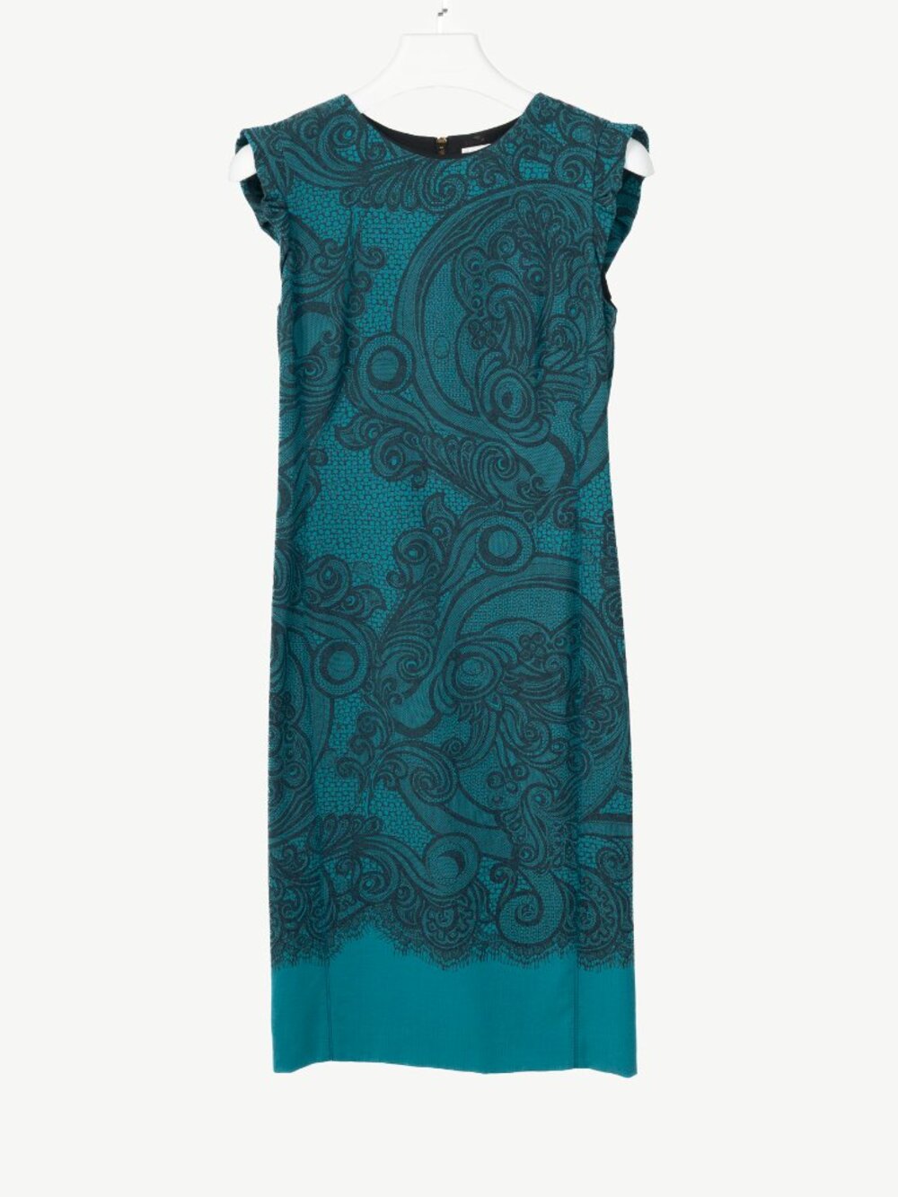 Emilio Pucci PF12 Petrol Wool-Blend Lace-Printed Crepe Dress